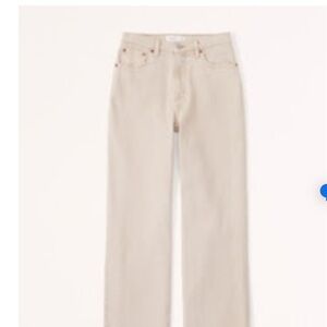 Abercrombie & Fitch Curve Love High Rise 90s Relaxed Jeans, 27, Oat